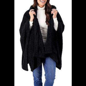 Bumblebella by Jill Martin Cotton Candy Plush Hooded Wrap Black